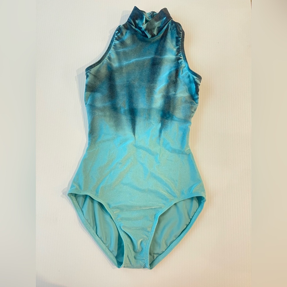 “Watercolor” leotard - blue - AXS or Adult Petite